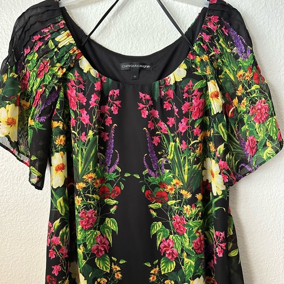 Floral Black Midi Dress - Picture 3 of 9